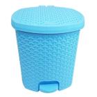 Lixeira Cesto Com Pedal e Tampa Rattan 6 Litros Azul 25,5Cm - plasnorthon