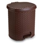 Lixeira Cesto Com Pedal e Tampa Rattan 6 Litros Café 25,5Cm - plasnorthon