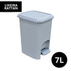 Lixeira Cesto Rattan De 7 Litros Cinza Com Tampa Com Pedal Lixo Escritorio Quarto Banheiro Cozinha