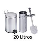 Lixeira com Pedal Inox 20 Litros + Escova Sanitária em inox Com Estojo