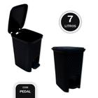 Lixeira com Pedal Trama Rattan 7 litros Preta Arqplast