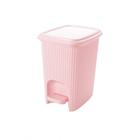 Lixeira com Pedal Trama Rosa Pastel 7L- PLASUTIL