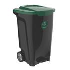 Lixeira em plastico t-force preto e verde 100 litros com rodas - TRAMONTINA