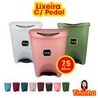 Lixeira Escritório Cozinha Banheiro C/ Pedal 7,5l Resistente Plástica Usual