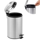 Lixeira Inox com Pedal para Cozinha Escritório Banheiro Lavabo 5L Compacta Prática