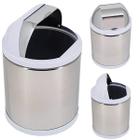 Lixeira Inox Pia Banheiro Cesto de Lixo 2,5 litros Cozinha Preta ou Branca com Tampa Viel