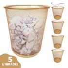 Lixeira Luxo Dourado Ouro 10 Litros Aramada Escritório Kit - Markys Store