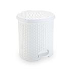 Lixeira Nitron Rattan Com Pedal 6 Litro Branca - Plasnorthon