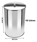 Lixeira Office Redonda Com Tampa Em Aço Inox 10l - Or3