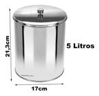 Lixeira Office Redonda Com Tampa Em Aço Inox 5l - Or1