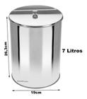 Lixeira Office Redonda Com Tampa Em Aço Inox 7l - Or2 - JSN