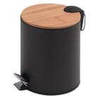 Lixeira Para Banheiro Cozinha 5L com Pedal e Tampa de Bambu com Amortecedor Luxo