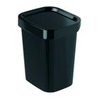 Lixeira para banheiro cozinha com tampa frisos plastico preto cesto lixo capacidade 4,6 litros