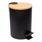 Lixeira Para Banheiro Lavabo Tampa De Bambu Cesto De Lixo 5L - Wincy