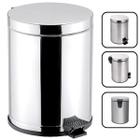 Lixeira Pedal Cozinha Banheiro Corpo e Tampa em Aço Inox Cromado Recipiente em Polipropileno 15L Grande