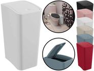 Lixeira Plástica Retangular Cesto De Lixo Com Tampa Click Lavabo Escritório Cozinha 8 Litros Astra
