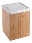 Lixeira Quadrada Basculante 5l Bamboo E Inox - Sensea