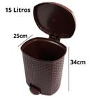 Lixeira rattan 15 litros com pedal- cozinha lavabo banheiro