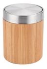 Lixeira Redonda Basculante 2,6L Bamboo E Inox - Marrom-Claro