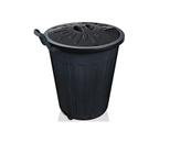 Lixeira redonda preta c/tampa rodas alça 100 litros organizadora cesto lixo plastico resistente chacara lanchonete cozinha área para festas arqplast