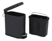 Lixeira Retangular Slim Preta 6L Com Pedal E Fechamento Suave Da Tampa 29x14x30cm - GH115 29x14x30cm - GH116