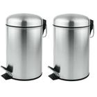 Lixeiras Aço Inox 5 Litros c/ Pedal 2 unidades Prata Import