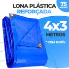 Lona Azul Carreteiro Camping Piscina Impermeável 75g 4x3 Multiuso Reforçada