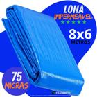 Lona Azul Impermeável Piscina Toldos Caminhão 75 Micras 8x6 Metros Grande Cobertura Multiuso