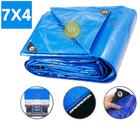 Lona Carreteiro Pesada 7x4m Multiuso Impermeável Camping Caminhão Piscina Proteção UV 105g/m2 Azul