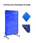 Lona Cortina para Respingo De Solda Não Propaga Chama 3x2 M AZUL/PRETO