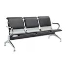 Longarina AEROPORTO ESTOFADA com 03 Lugares - Cor Cromada - ORDESING - 33111