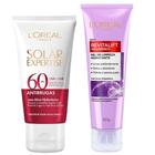 LOréal Paris Kit Protetor Solar Facial Solar Expertise Antirrugas FPS60 40g + Gel de Limpeza Facial Anti-Idade Revitalift Hialurônico 80g