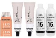 Loreal Tonalizante Kit 2 Dia Color 8.43 Louro Claro Acobreado Dourado 60g + 2 Rev. 15 vol. 120 ml