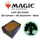 Lote cartas Magic Verdes Magic the Gathering 100 cartas, 50 Comuns + 50 Incomuns Verde Bulk MTG