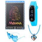 lousa magina tablet moana LED + relogio + oculos sol qualidade premium azul moana presente criança