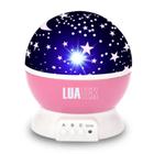 Luminária 3D Lua Abajur Gira Projetor De Estrelas (Rosa)