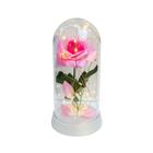 Luminária A Rosa Encantada Rosa Rosa 20Cm Base Pérola Quente - Amor Lindo