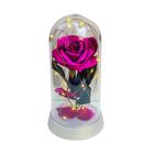 Luminária A Rosa Encantada Roxo 20 Cm Base Pérola Quente