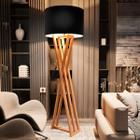 Luminária Abajur De Chão Bivolt Com Cúpula Pés De Madeira Star