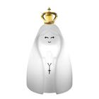 Luminária Abajur De Mesa Nossa Senhora Aparecida Branca Com Coroa Infantil Led 3D