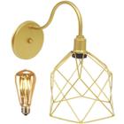 Luminária Arandela Parede Aramada Cálice Industrial Retro + Lâmpada Led Vintage Dourado - Agp Ilumini/Gmh Tr