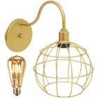 Luminária Arandela Parede Aramada Globo Industrial Retro + Lâmpada Led Vintage Dourado - Agp Ilumini/Gmh Tr