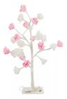 Luminária Árvore Flores Branco E Rosa 31cm