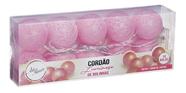 Luminária Cordão Luz Led 10 Bolinhas 2m Rosa + Pilha