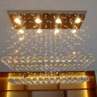 Luminária de Cristal para Sala de Jantar, com 50 Cm de Altura, Base de Inox Polido de 70x20CM + 08 Lâmpadas