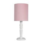 Luminária De Mesa Cúpula Tecido Rosa Base Branco Provençal - Tom luz