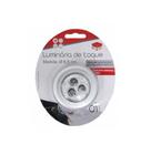 Luminaria de toque redonda autoadesiva com 3 leds 6,5cm de ø