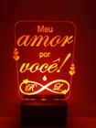 Luminária Decorativa Abajur Led Amor Infinito Casal Personalizada c/ Iniciais