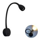 Luminaria Foco Regulavel Preto Cabeceira Leitura Led 3W 3000K Ali29 - Acende a Luz