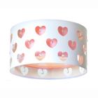 Luminária Infantil Plafon Corações com Cristais 30x16 Cm Rosa/Branco